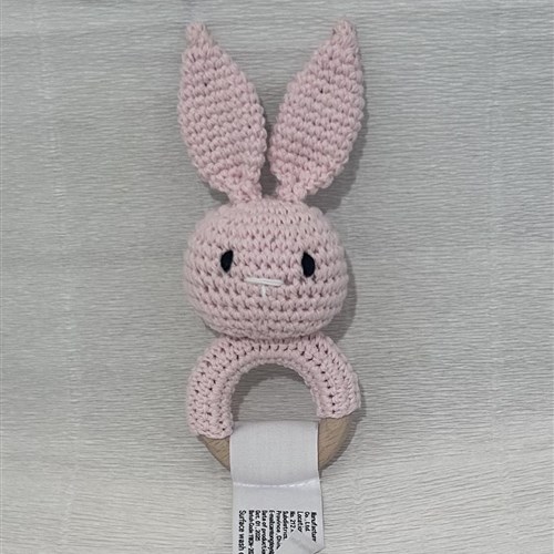 Pink bunny baby rattle 