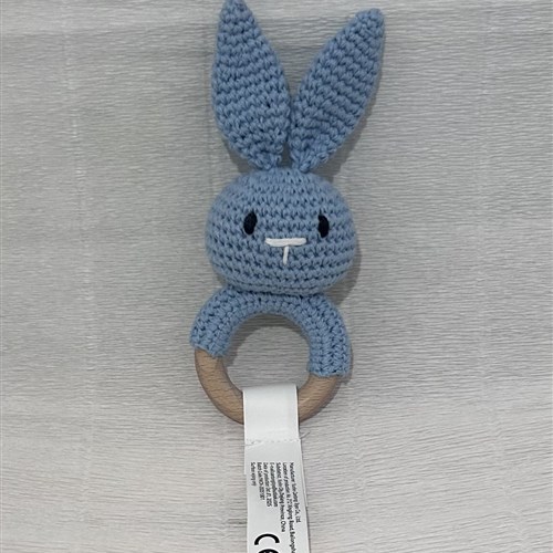 Blue bunny baby rattle 