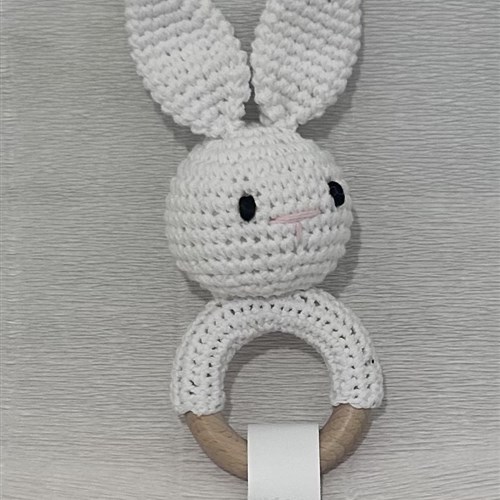 White bunny baby rattle 
