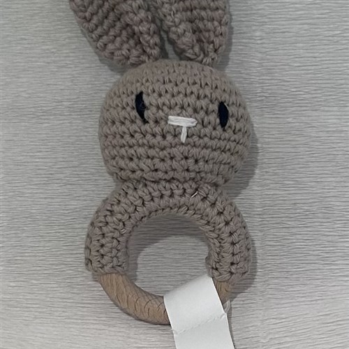 Beige bunny baby rattle