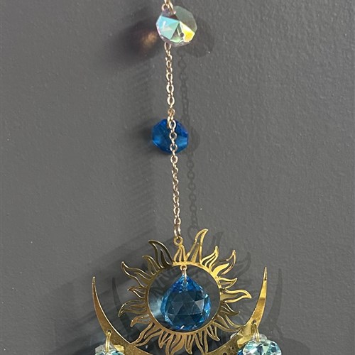 Blue Sun and moon crystal sun catcher 