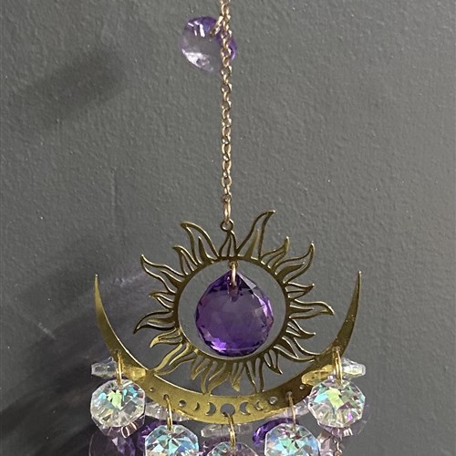 Lilac sun and moon crystal sun catcher 