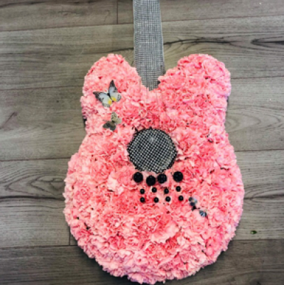 Guitar - Made from pink carnations and designed to suit all ages