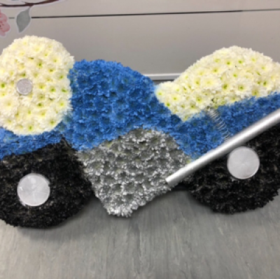 Floral motorbike - Made with crysants and added attention to detail, can also be made in any colour