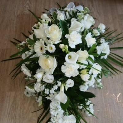 Single ended spray in classic whites - Single ended classic funeral spray