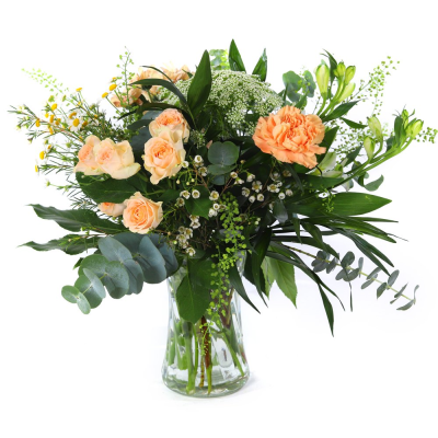 Honey Glow - A petite vase arrangement that radiates warmth and natural charm — Honey Glow captures the gentle light of sunshine in floral form. With its harmonious tones and fresh greenery, this design brings a feeling of calm, comfort, and effortless beauty to any setting.